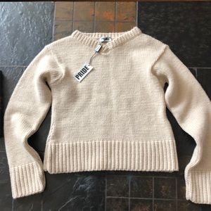 PRIDE cropped wool v-neck sweater